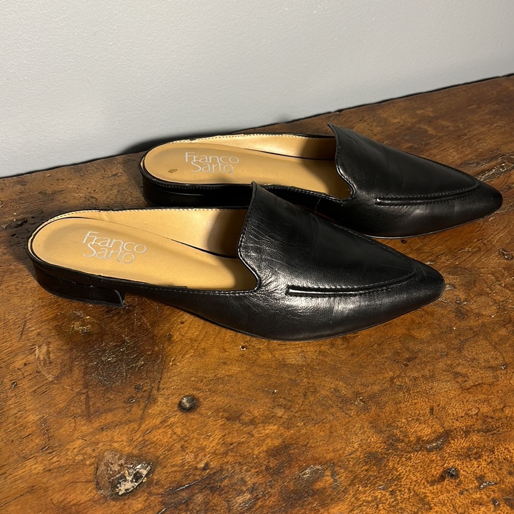 FRANCO SARTO genuine leather black loafers size 7-7.5